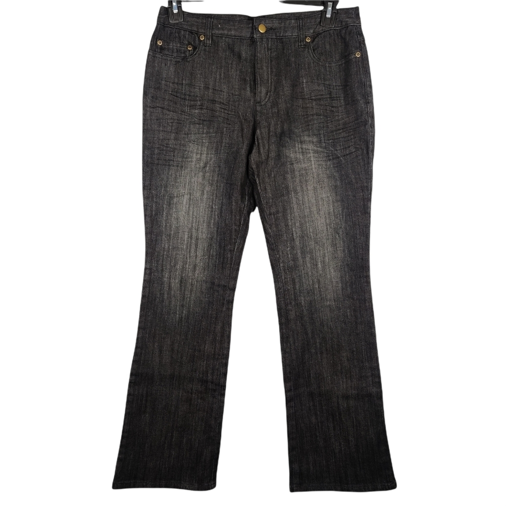 Shape FX Distressed Black Flare Leg Jeans 10